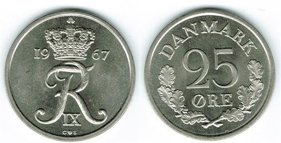 25 øre 1967 Sieg 6 i kv. 0