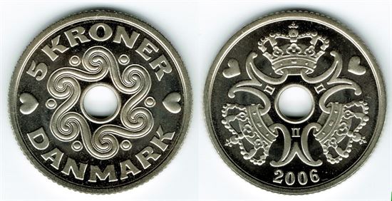 5 kr. 2006 i kv. S - M - Pragteksemplar med medaljeprægskarakter