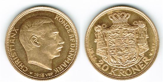 Guld 20 kr. 1913 i kv. 01