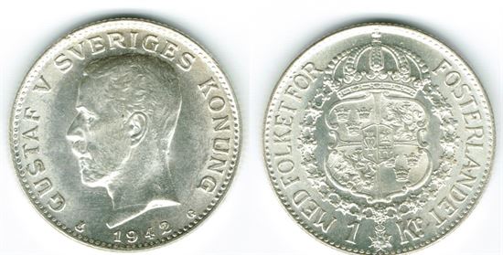 Sverige: 1 kr. 1942 i kv. 0