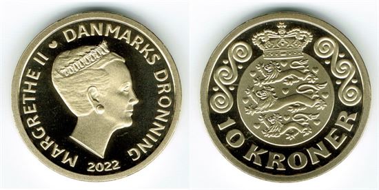 10 kr. 2022 i kv. M - fra Kgl. Proof møntsæt