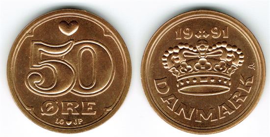 50 øre 1991 i kv. S