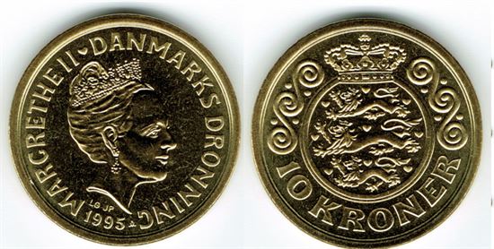 10 kr. 1995 i kv. S - pragteksemplar