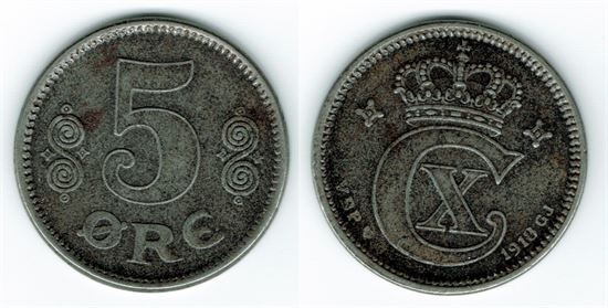 5 øre 1918 i kv. 1+