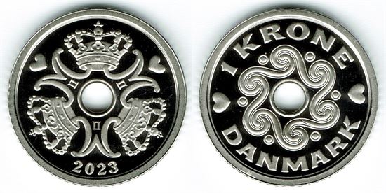 1 kr. 2023 i kv. M - fra Kgl. Proof møntsæt