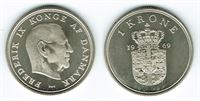 1 kr. 1969 i kv. 0 - M - har lidt medaljepræg over sig