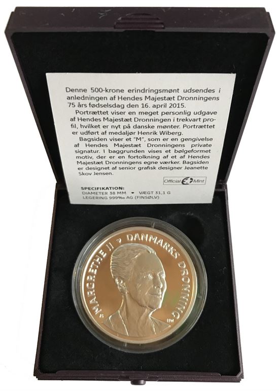 Erindringsmønt - Årgang 2015 500 kr. 75 års fødselsdag