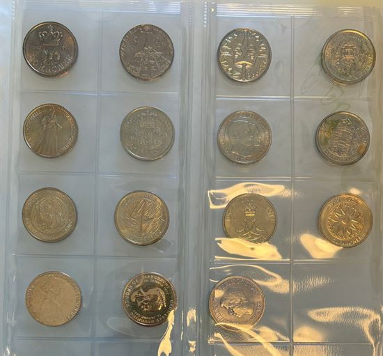 Erindringsmønter - 15 stk. 20 kr. og 10 kr. - komplet 1986 - 2024