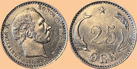 25 øre 1891 i kv. 0