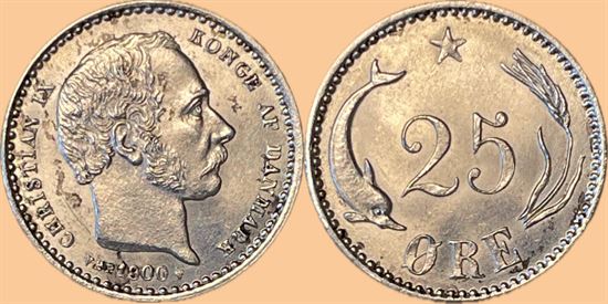 25 øre 1900 i kv. 0
