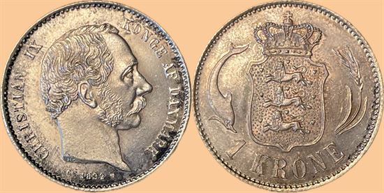 1 kr. 1892 i kv. 0 med medaljeprægskarakter