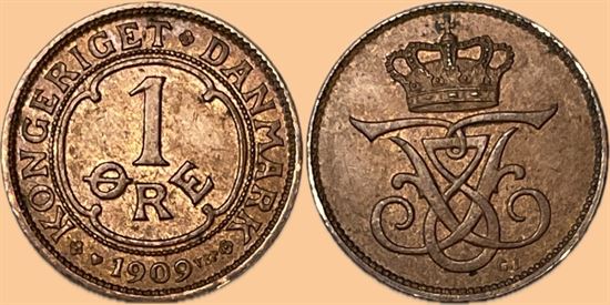 1 øre 1909 i kv. 0