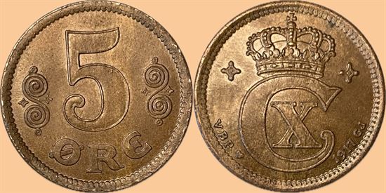 5 øre 1917 i kv. 0