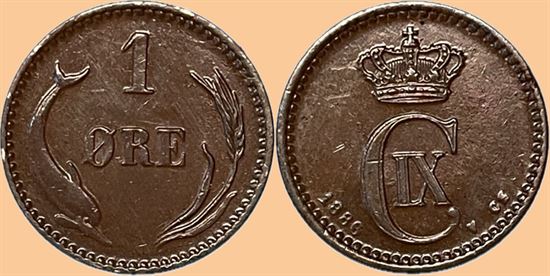 1 øre 1886 i kv. 01 - 0