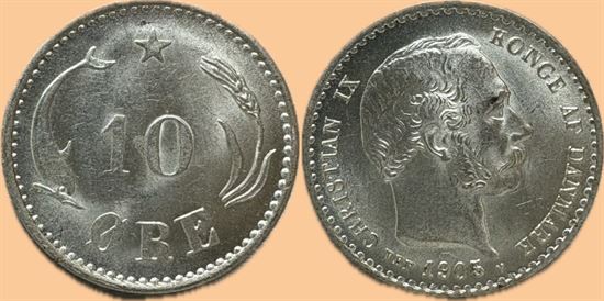 10 øre 1905 i kv. 0