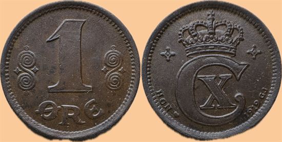 1 øre 1919 bronze i kv. 01