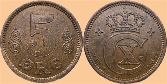 5 øre 1916 i kv. 01