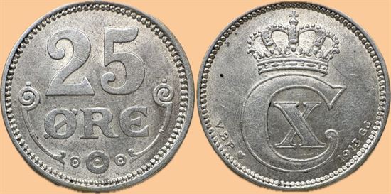 25 øre 1913 i kv. 1+ - 01