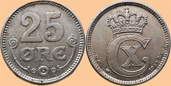 25 øre 1922 i kv. 1+