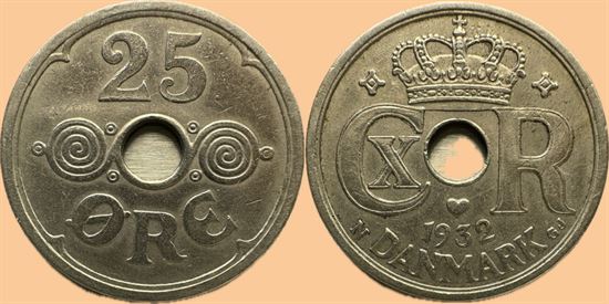 25 øre 1932 i kv. 1+ - 01
