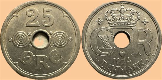25 øre 1934 i kv. 0