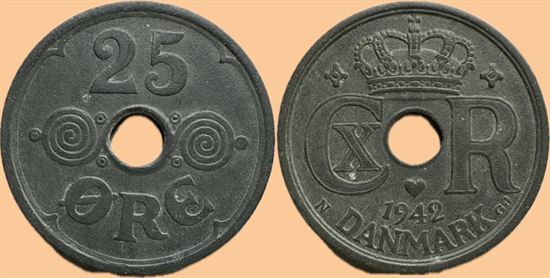 25 øre 1942 i kv. 01