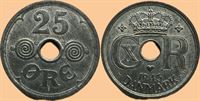 25 øre 1943 i kv. 0