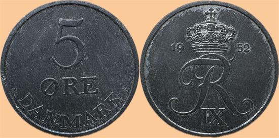 5 øre 1952 i kv. 0