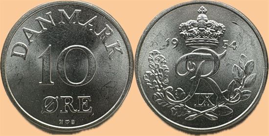 10 øre 1954 i kv. 0