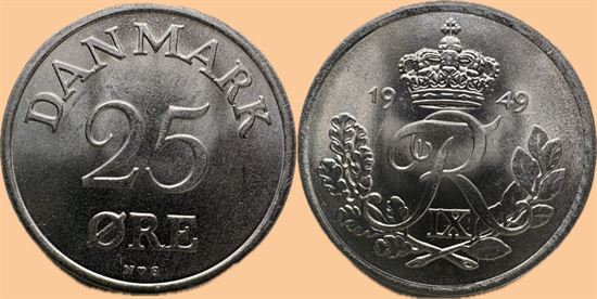 25 øre 1949 i kv. 0