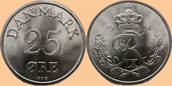 25 øre 1954 i kv. 0