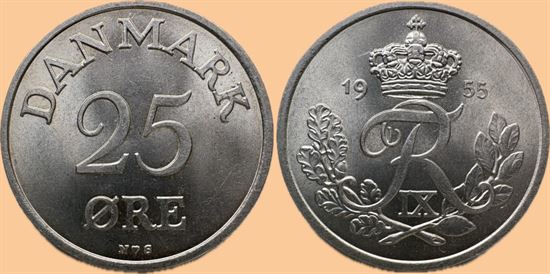 25 øre 1955 i kv. 0