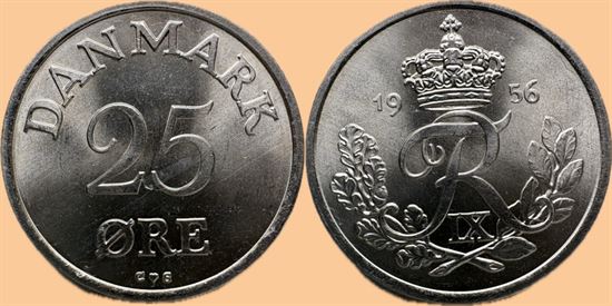 25 øre 1956 i kv. 0