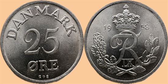 25 øre 1958 i kv. 0