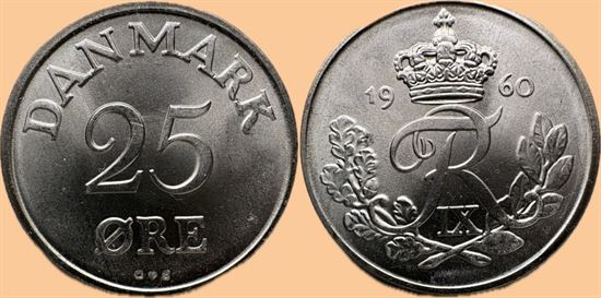 25 øre 1960 Sieg 5.2 i kv. S - pragteksemplar