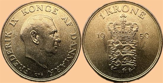 1 kr. 1959 i kv. S - pragteksemplar