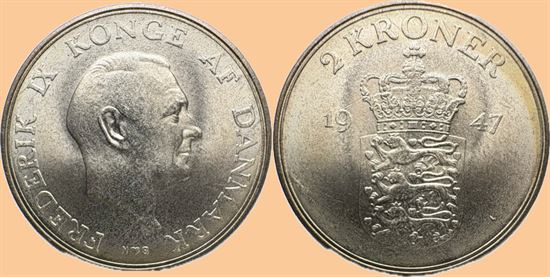 2 kr. 1947 i kv. S - pragteksemplar