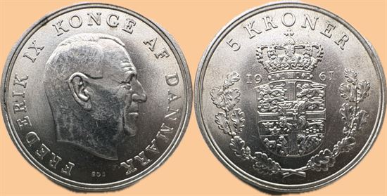 5 kr. 1961 i kv. 0 - miniplet over K