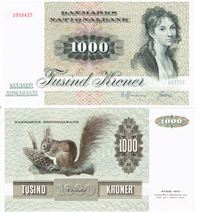 Seddel: 1000 kr. 1977 A2772E i kv. 01 - 0