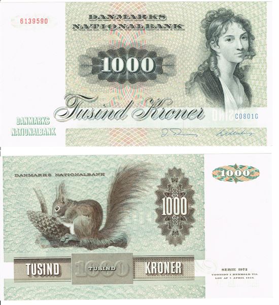 Seddel: 1000 kr. 1980 C0801G i kv. 01 - 0