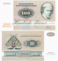 Seddel: 100 kr. 1972 A1721D i kv. 1+