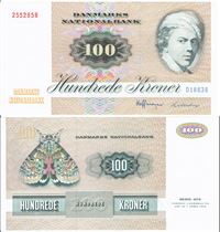 Seddel: 100 kr. 1986 D1863B i kv. 01 - 0