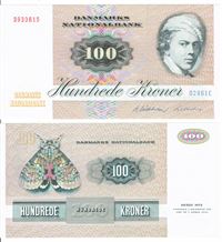 Seddel: 100 kr. 1986 D2861E i kv. 01 - 0