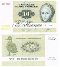 Seddel: 10 kr. 1972 A3722E i kv. 01 - 0