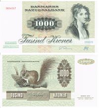 Seddel: 1000 kr. 1992 C5922G i kv. 01 - 0