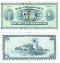 Seddel: 50 kr. 1966 A6663B i kv. 1 - 1+