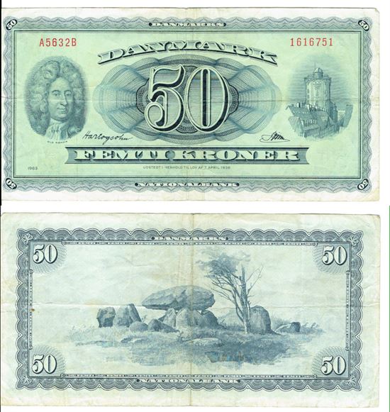 Seddel: 50 kr. 1963 A5632B i kv. 1