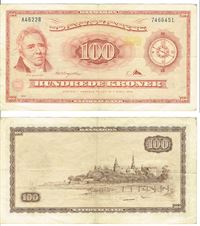 Seddel: 100 kr. 1962 A4622B i kv. 1-