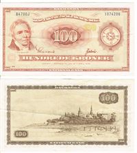 Seddel: 100 kr. 1970 B4700J i kv. 1+ erstatningsseddel