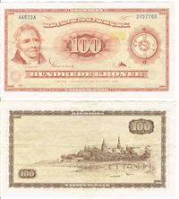 Seddel: 100 kr. 1962 A4623A i kv. 1+